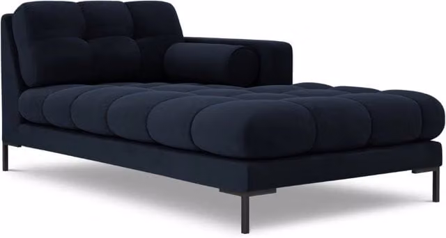 Chaise longue destra Bali di Cosmopolitan Design in velluto blu scuro, L/P/H: 164 x 102 x 75 cm