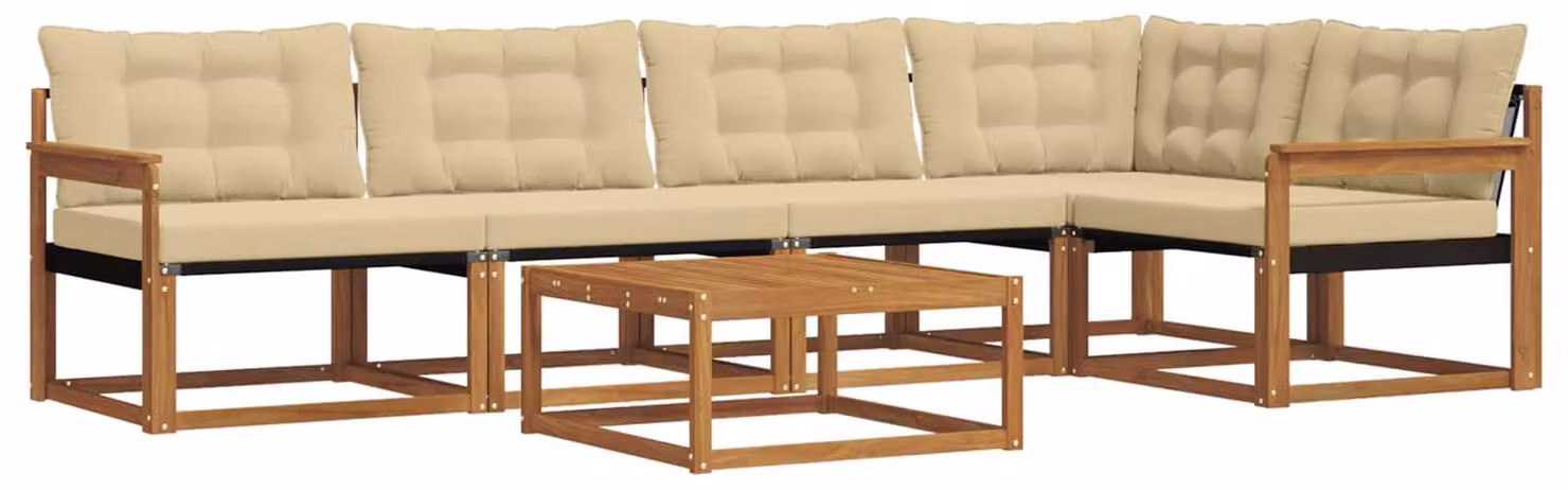 Set da salotto da esterno vidaXL, 6 pezzi, colore naturale e beige