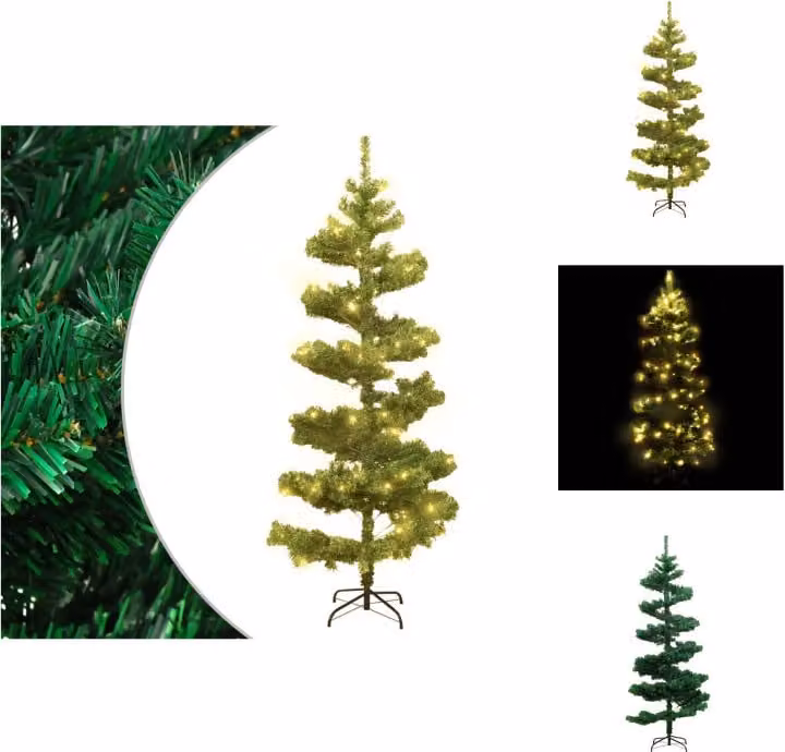 vidaXL Albero di Natale a spirale con illuminazione e supporto Verde 150 cm - Alberi di Natale