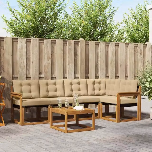 Set di divani da esterno 6 pz Naturale e Beige 3368684