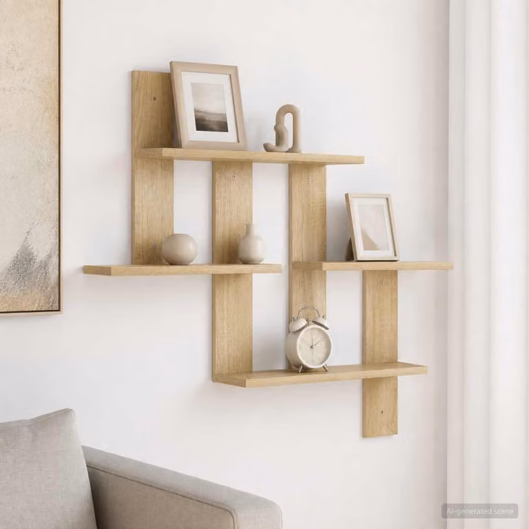 Scaffale da parete moderno vidaXL in legno color marrone, L: 85 cm, P: 13,5 cm, H: 73,5 cm