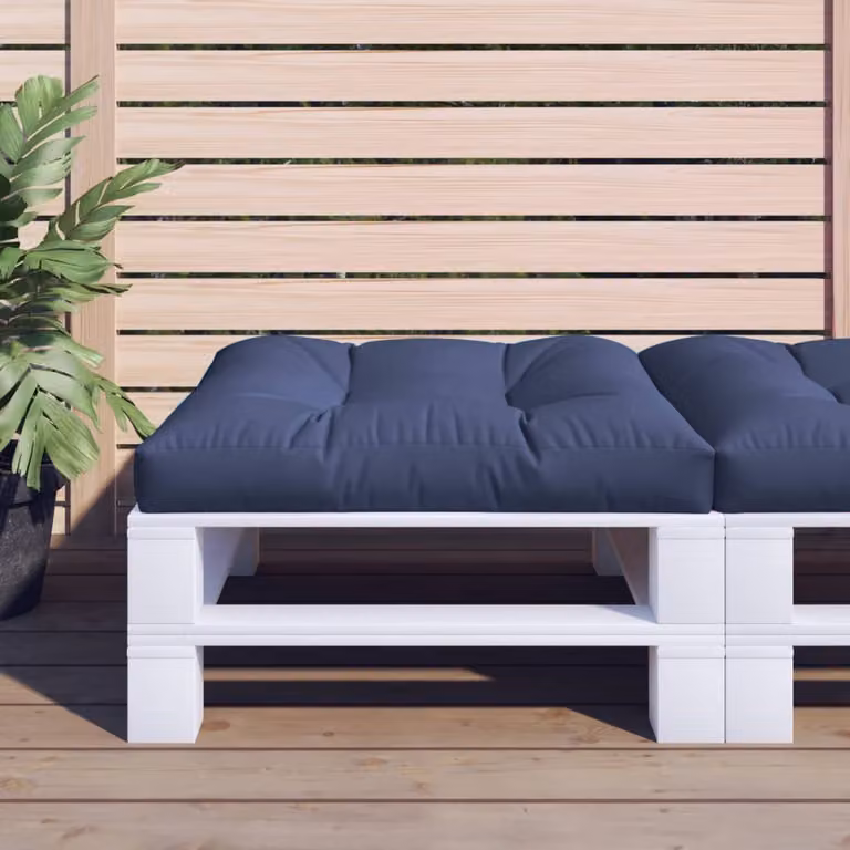 Cuscino per Pallet vidaXL Blu, Quadrato, in Poliestere Idrorepellente e Resistente ai Raggi UV, L 70 x P 70 x H 12 cm