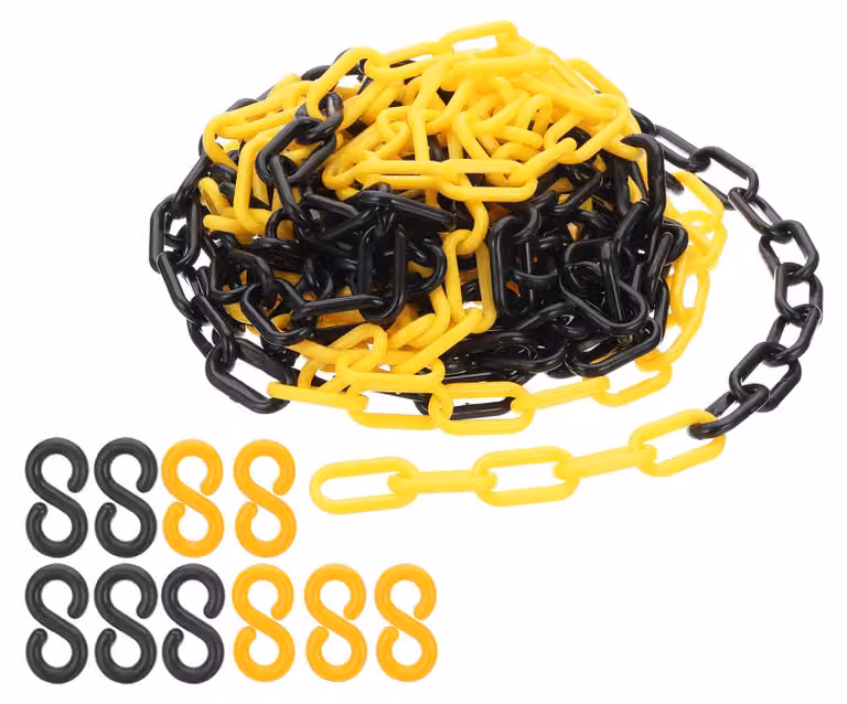 Catena in plastica gialla e nera, lunghezza 9 metri, per delimitare aree e controllare il flusso di persone