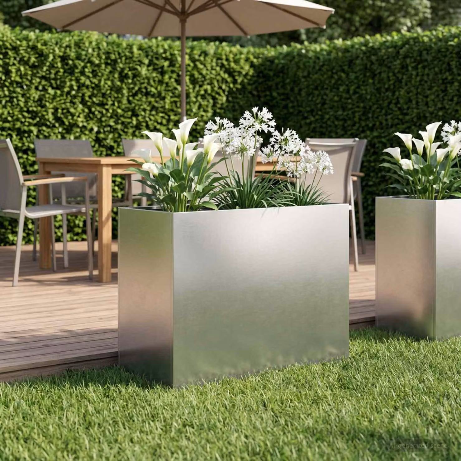 Vaso da giardino vidaXL in acciaio inox argento L: 60 cm, P: 30 cm, H: 50 cm