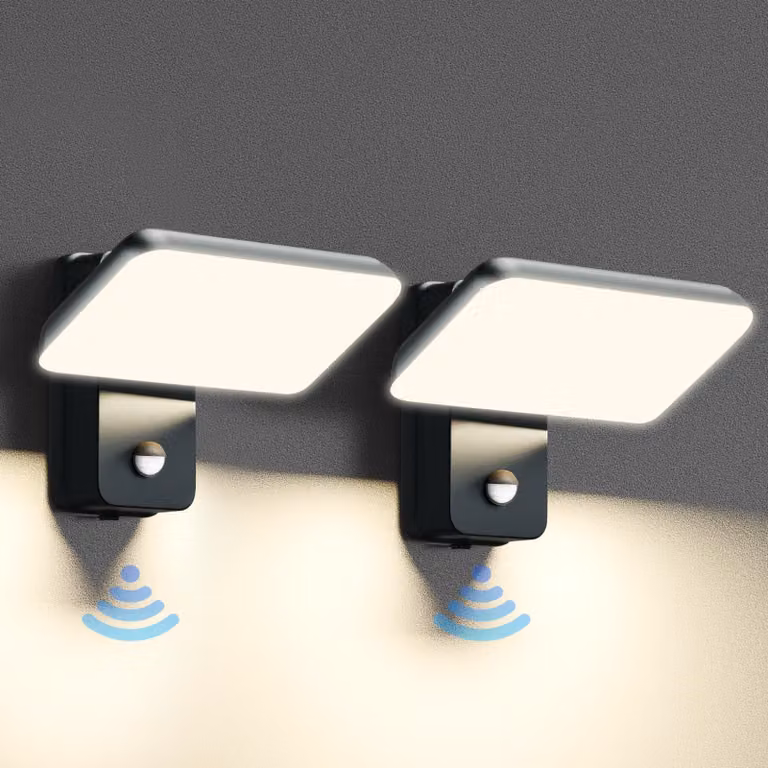 Lampada da parete esterna a LED, 24 W, con sensore di movimento, grado di protezione IP65, confezione da 2 pezzi, colore grigio scuro