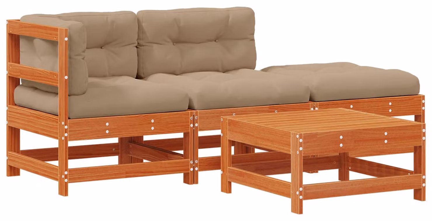 Set Lounge da Giardino 4 pcs Marrone Cerato