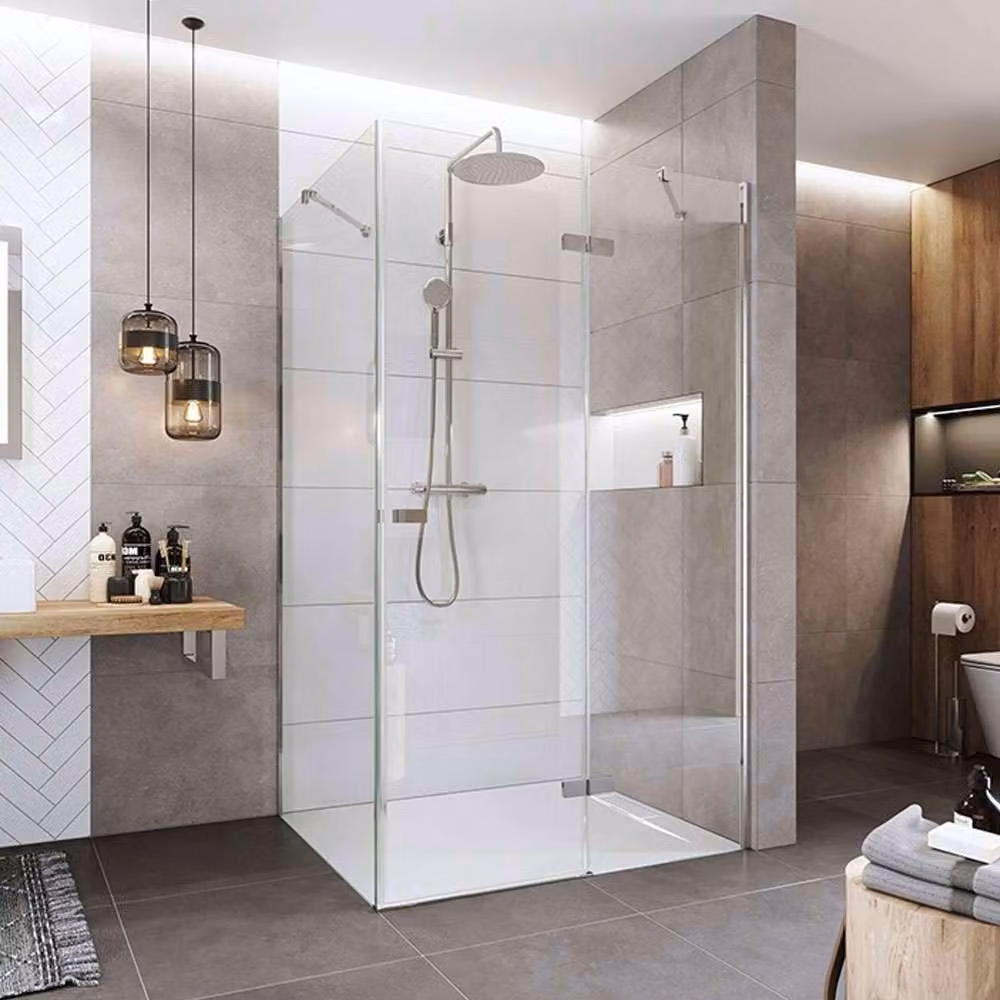 Cabina doccia Mereo, Novea, rettangolare, cerniera, 120x80 cm, cromo ALU, vetro trasparente, porta destra e parte fissa - CK10414ZP