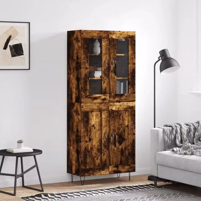 Credenza Rovere Fumo 69,5x34x180 cm in Legno Multistrato 3198374