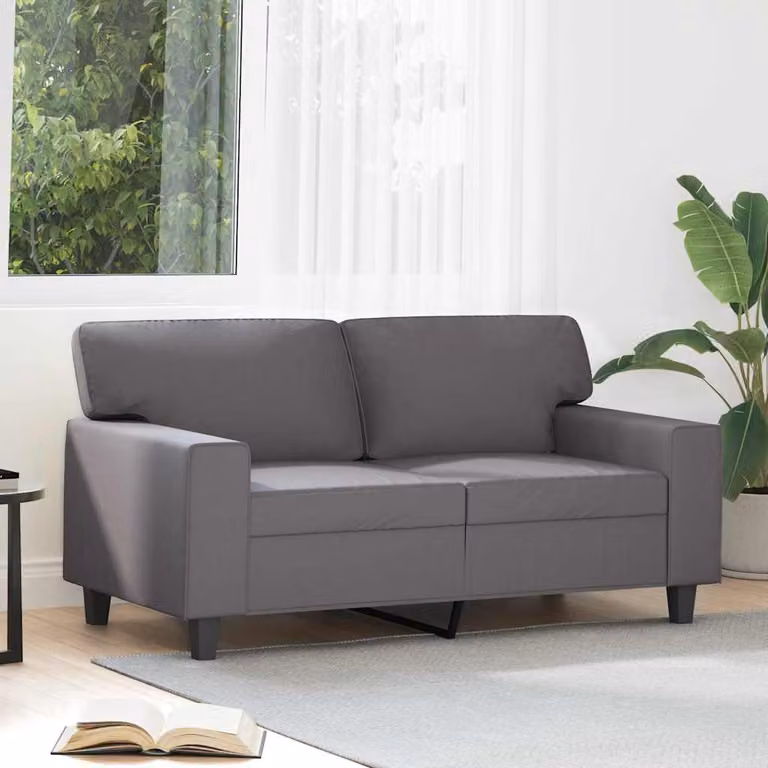 vidaXL Divano Moderno a 2 Posti in Similpelle Grigio con Struttura in Metallo L: 154 cm, P: 80 cm, H: 77 cm