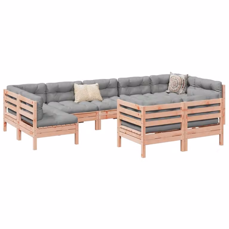 The Living Store Set di divani da giardino 9 pezzi con cuscini in legno massiccio di abete Douglas