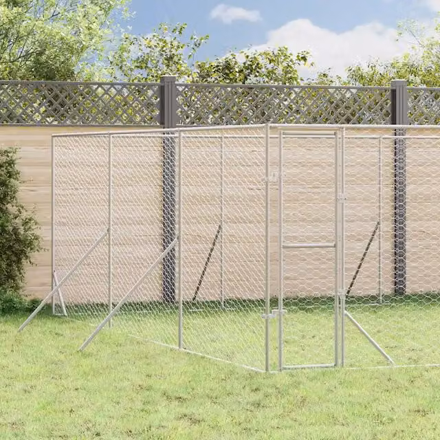 Cuccia per cani da esterno vidaXL in metallo argento L: 6 m, P: 6 m, H: 2 m