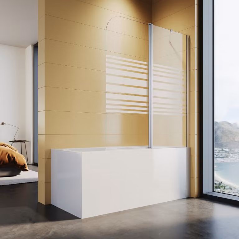 Schermo doccia SONNI 120x140 cm, per bagni con vetro Nano, vetro di sicurezza (2 pezzi), cromo