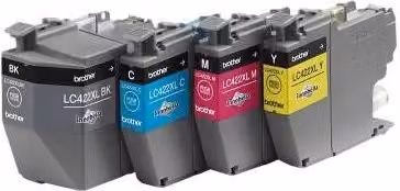 Set di 4 cartucce d'inchiostro originali Brother LC422XL per stampanti inkjet, colori Nero, Ciano, Magenta e Giallo – 1