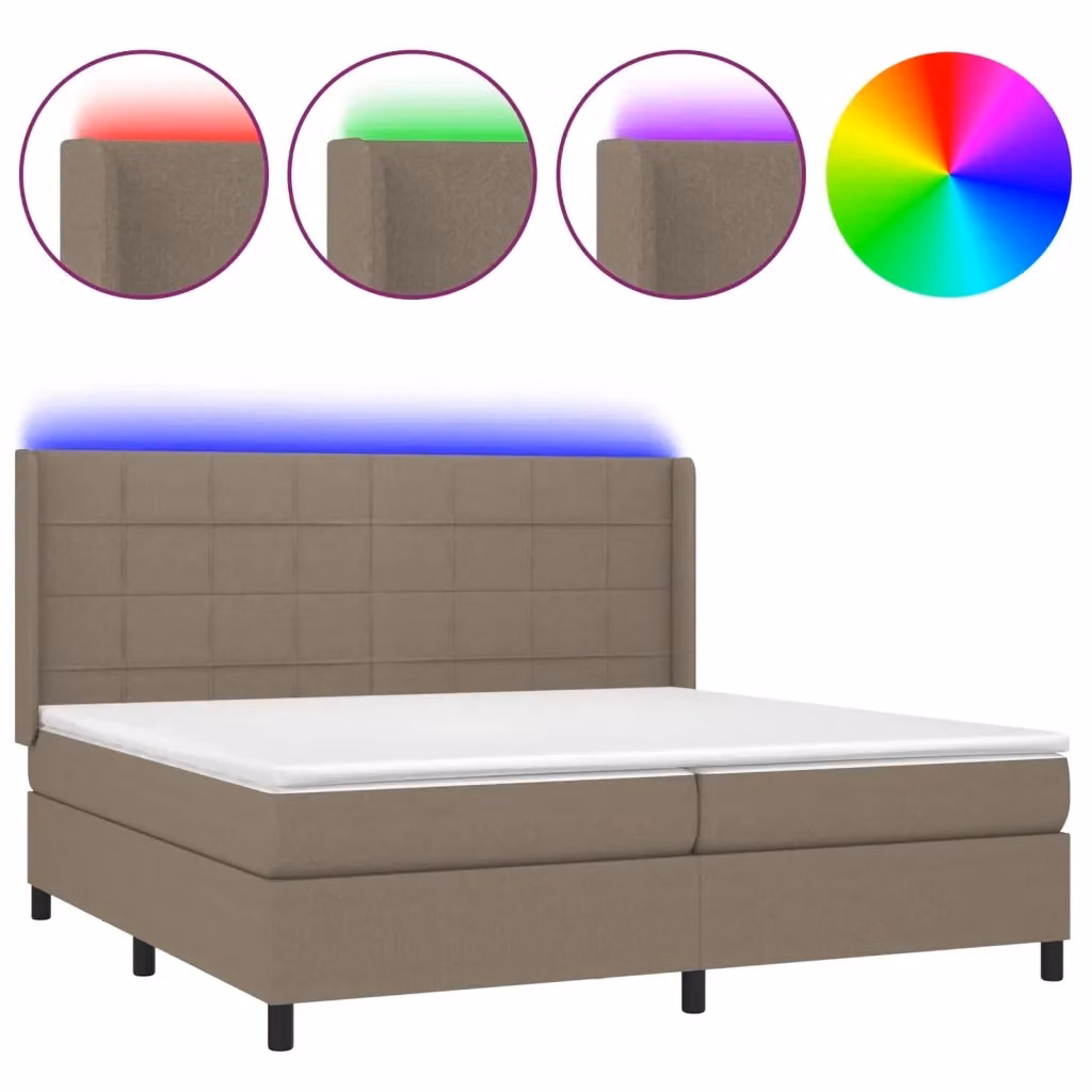 Letto a molle con illuminazione LED e porta USB vidaXL in tessuto beige, L/P: 200 x 200 cm – 2