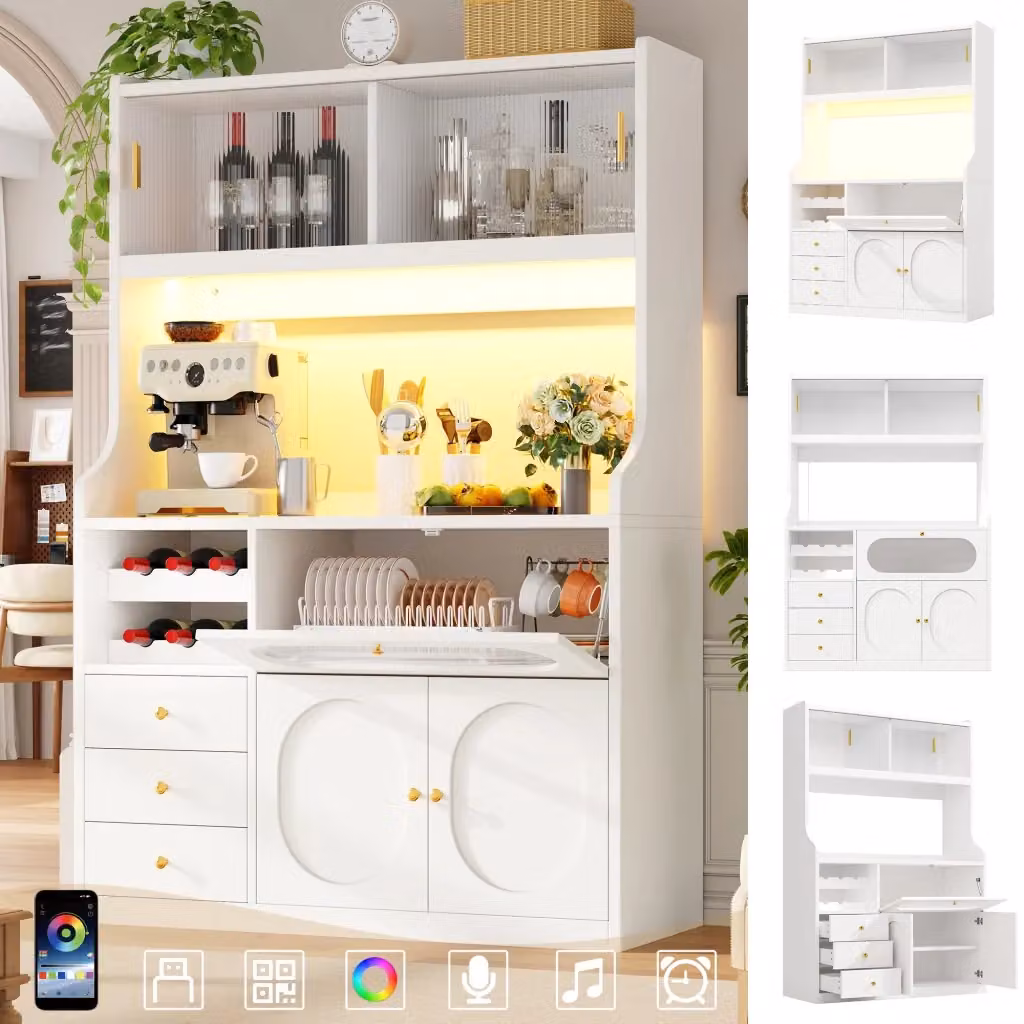 Armadio cucina alto REDOM bianco con illuminazione integrata e ante scorrevoli L 120 cm, P 59,4 cm, H 180 cm – 2