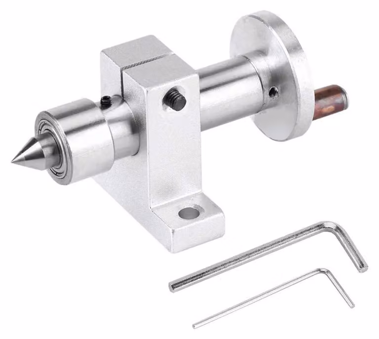 Elzusha - Mandrino a due supporti, regolabile - Mini tornio - Utensile per lavorazione del legno - Metallo - Altezza 27 mm - Punta telescopica, lunghezza estendibile 30 mm - Centro di tornitura