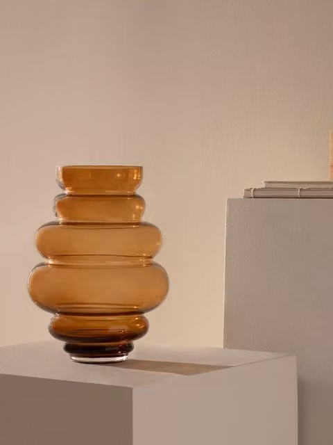 Vaso Atija in vetro marrone da tavolo Kenay Home, H: 24 cm, L: 18 cm, P: 18 cm