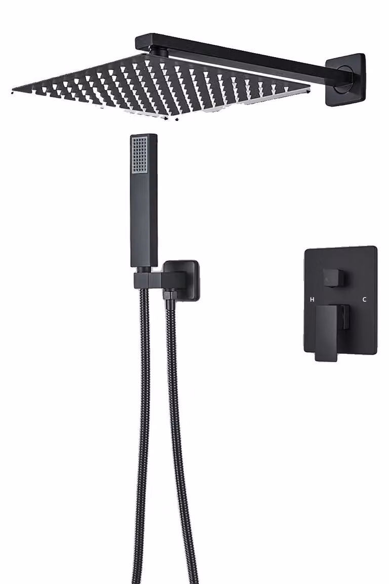Rubinetto per doccia, stile contemporaneo, modello a parete, 2 vie, 12 pollici B