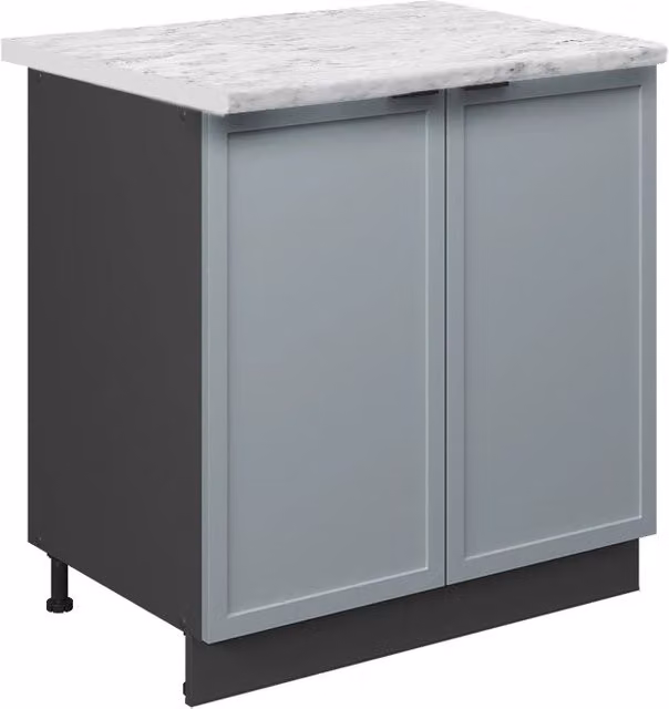 Mobiletto base cucina Fame-Line Blu-grigio chiaro/Antracite 80 cm piano di lavoro Marmo Vicco