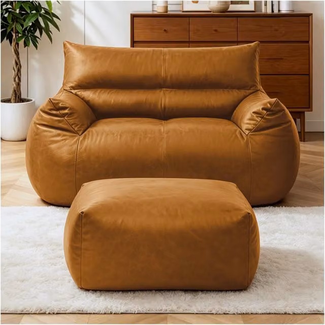 Pouf a sacco Mivray Soft Body in ecopelle marrone per adulti