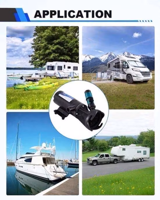 Pompa per acque reflue da 12V, con funzione di autoadescamento, ideale per camper e imbarcazioni, con una capacità di 45 litri al minuto