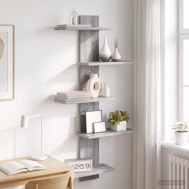 vidaXL Mensola a muro flottante moderna in MDF color grigio L: 101 cm, P: 48,5 cm, H: 15 cm