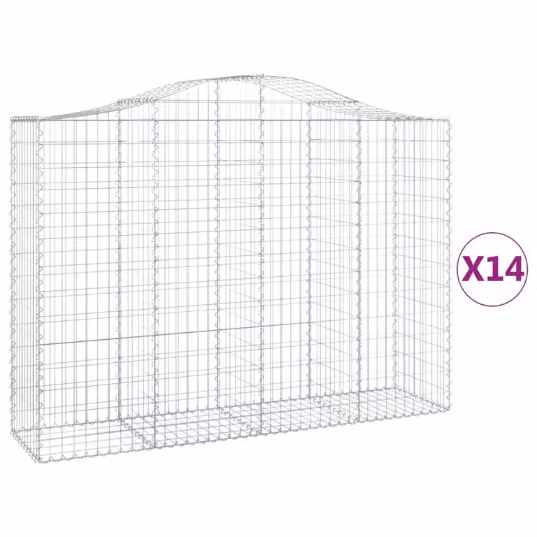 Cesti Gabbioni ad Arco 14 pz 200x50x140/160 cm Ferro Zincato