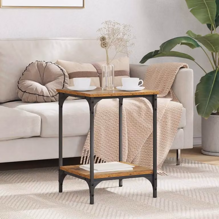 vidaXL Tavolino da salotto in stile industriale, marrone, L/P/H: 40 x 40 x 55 cm