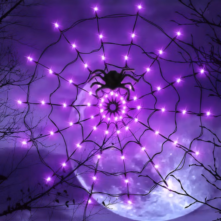Catena luminosa a tema Halloween, 70 LED, 1,2 metri, color viola, alimentata a batteria