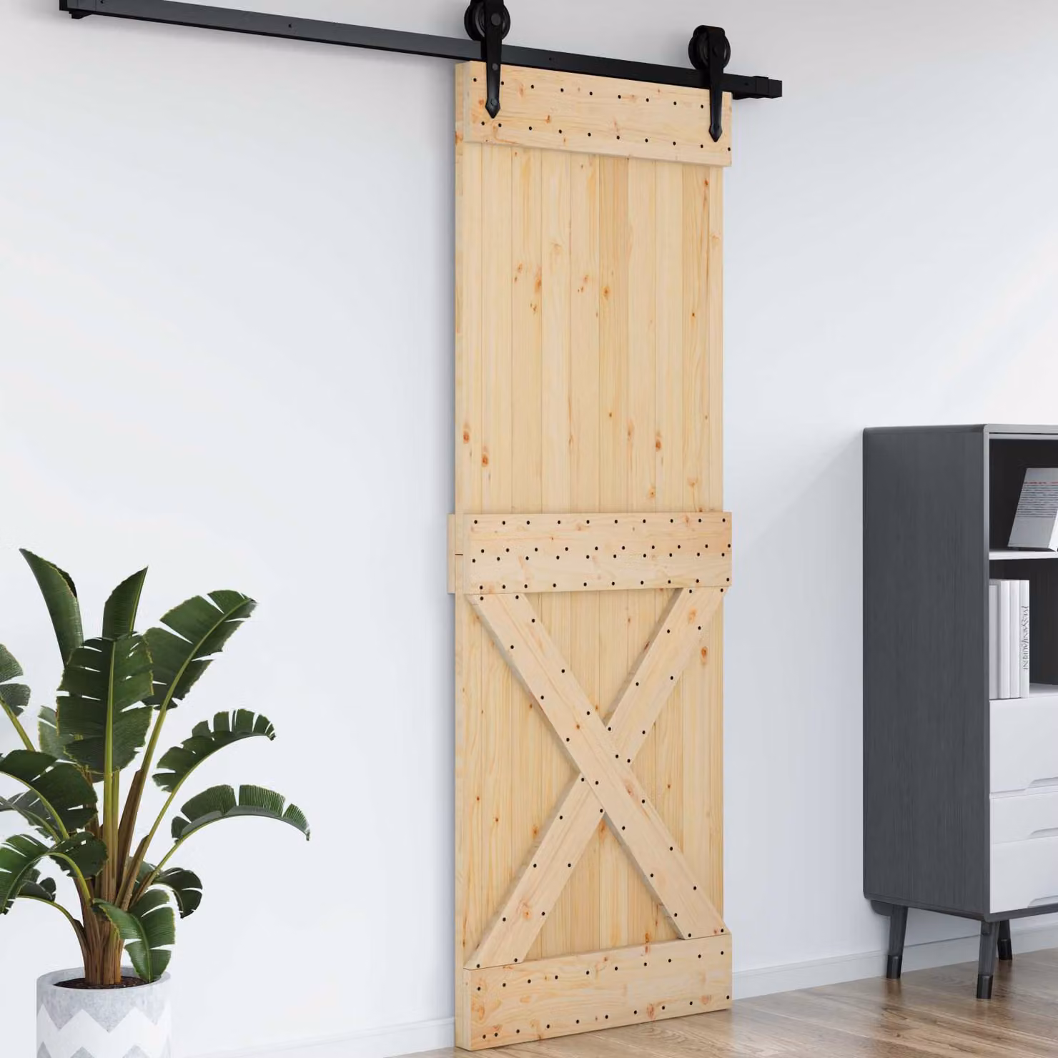 Porta a croce vidaXL NARVIK in legno di pino marrone L: 80 cm, H: 210 cm