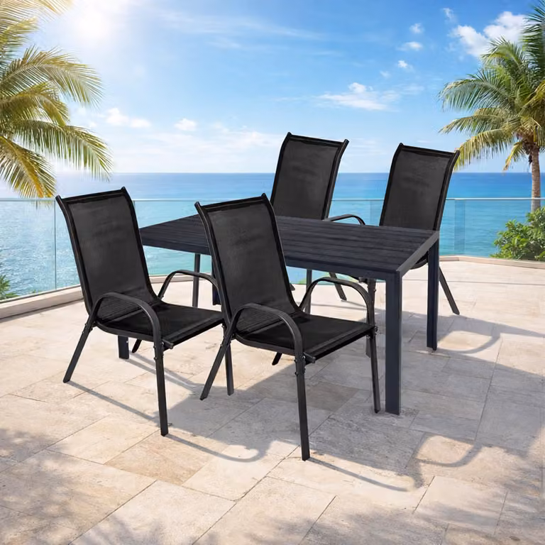 Set da giardino 5 pezzi Set di sedute Mobili da esterno 125x70 cm Antracite/Nero