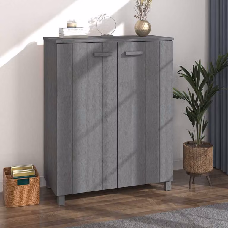 Scarpiera HAMAR vidaXL Grigio, in Legno di Pino e MDF, con Ante a Battente, L/P/H: 85 x 40 x 108 cm