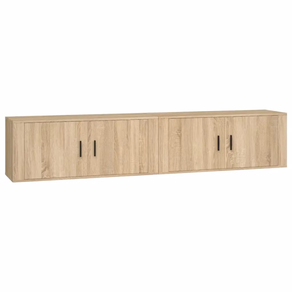 Set di 2 mobili porta TV da parete vidaXL in legno color rovere beige L: 100 cm, P: 40 cm, H: 34,5 cm – 2