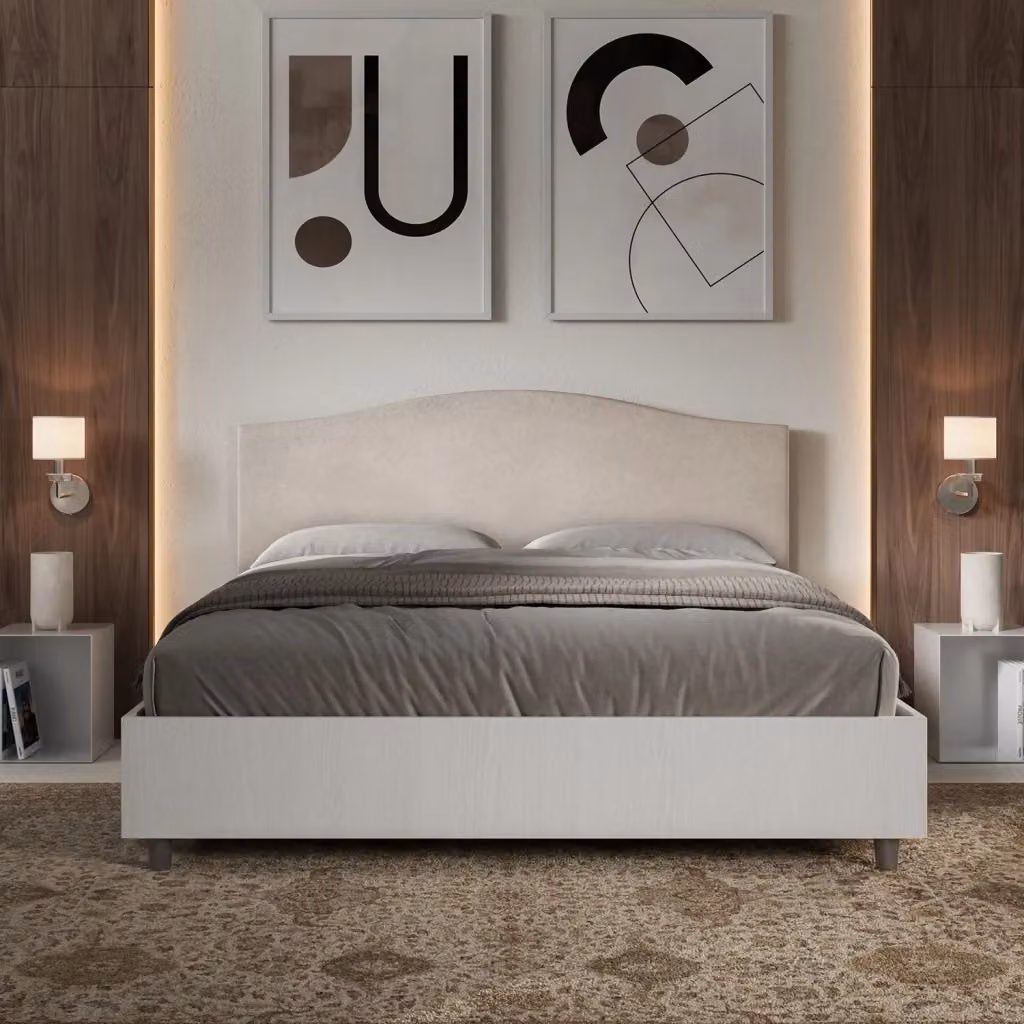Letto Matrimoniale Grace GIORDANOSHOP in Tessuto Microfibra Colore Sabbia L: 167 cm, P: 115 cm, H: 198 cm – 2
