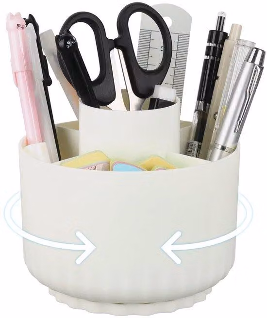Organizer da scrivania con stampa a 360 gradi, organizer da scrivania bianco con 5 scomparti, ampia capienza per scuola, famiglia e ufficio