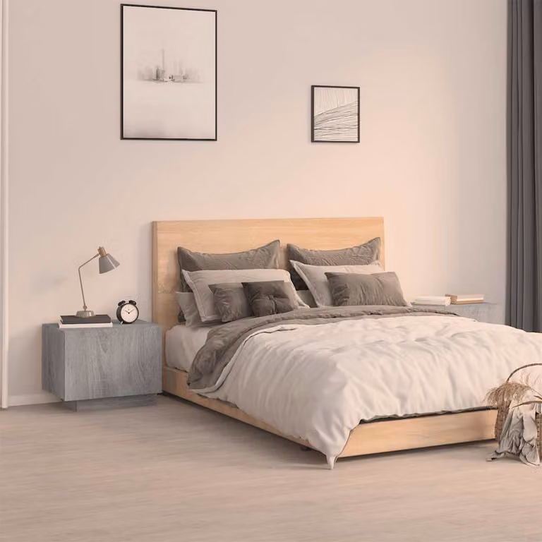 Comodino moderno vidaXL in legno multistrato e MDF, colore grigio, L: 100 cm, P: 35 cm, H: 40 cm