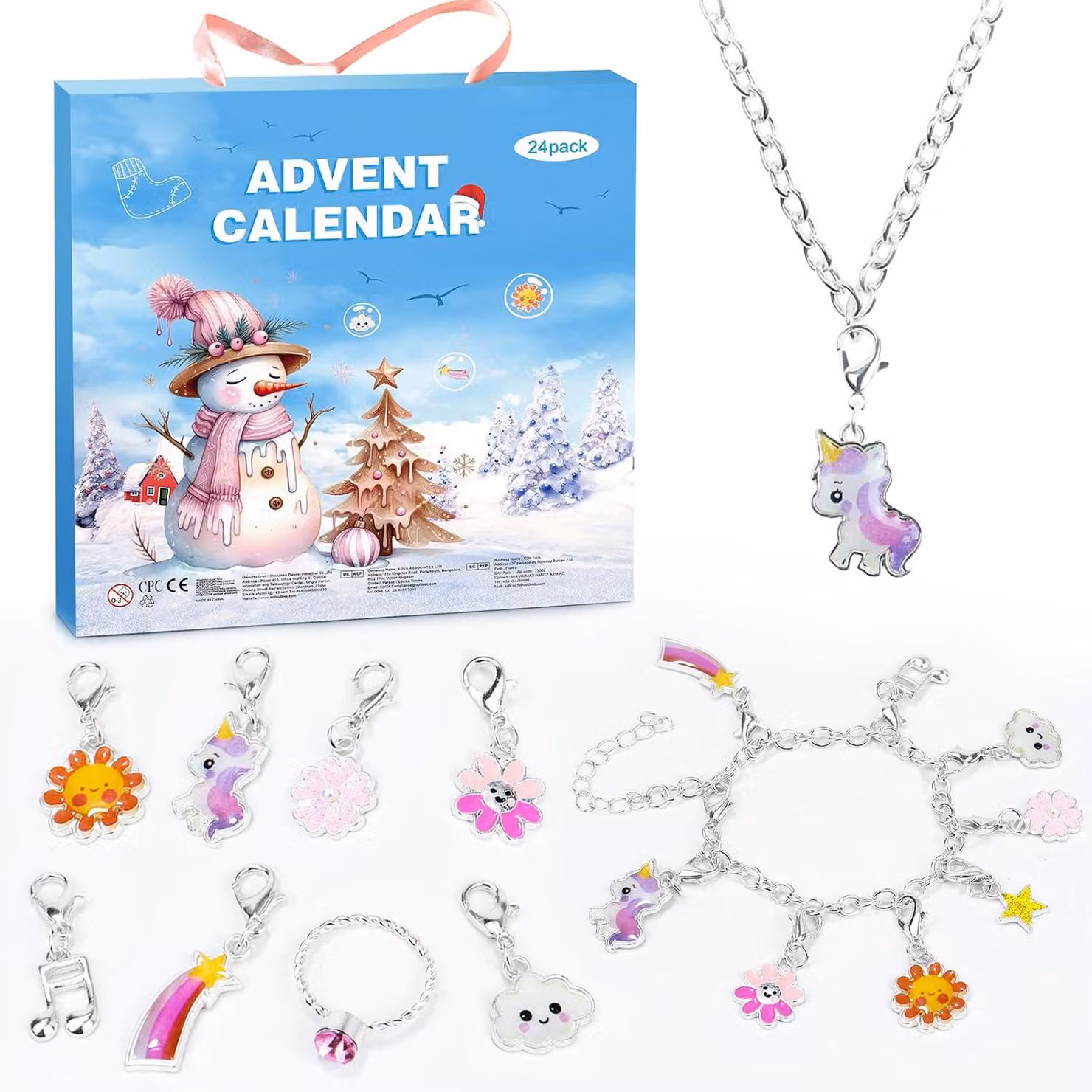 Calendario dell'Avvento 2025 per bambini - Per ragazze - 24 giorni di gioielli - Calendario per contare i giorni fino a Natale - Include braccialetto e collana