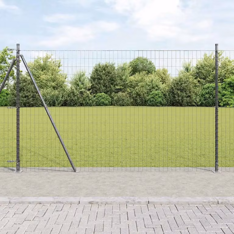 Recinzione Euro vidaXL con Base in Calcestruzzo, Rete in Acciaio Rivestita in PVC Grigio, L: 10 m, H: 1,4 m