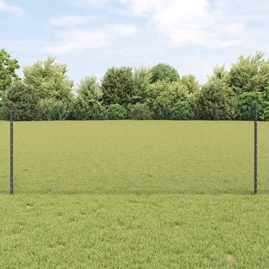 Recinzione esagonale con palo vidaXL in acciaio e PVC grigio, L: 50 m, H: 0,8 m