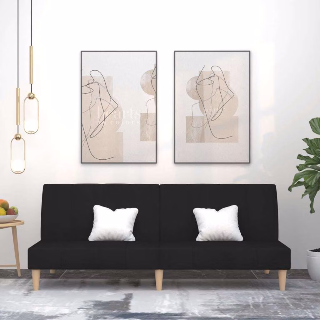Maison Exclusive - Divano letto 2 posti, colore nero, rivestito in tessuto