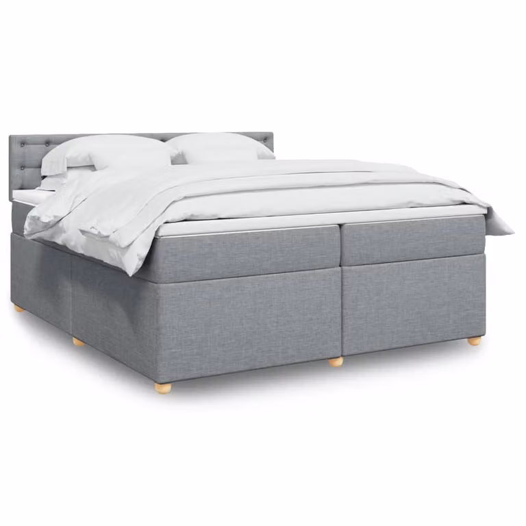 vidaXL Giroletto a Molle con Materasso Ibrido in Tessuto Grigio e Bianco, L/P: 200 x 200 cm