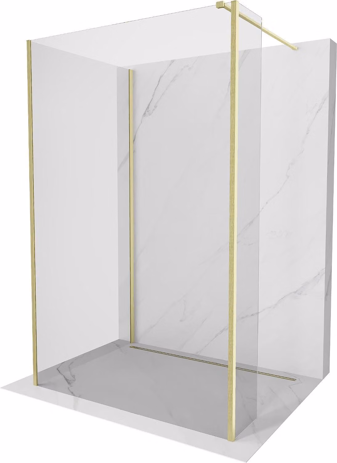 Mexen Kioto parete doccia Walk-in 120 x 110 x 30 cm, trasparente, oro spazzolato - 800-120-110-221-55-00-030