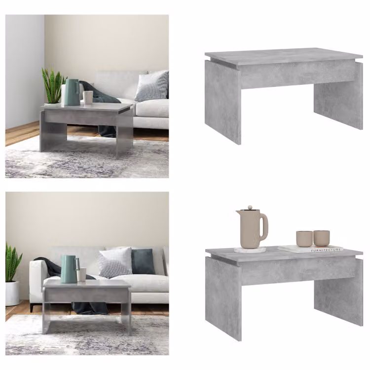 vidaXL Tavolino da caffè grigio cemento 68x50x38 cm materiale a base di legno - Tavolino da caffè - Tavoli da caffè - Tavolino da divano - Tavoli da divano