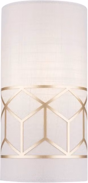 Lampada da parete House in metallo color oro e bianco con paralume in tessuto beige di GIORDANOSHOP