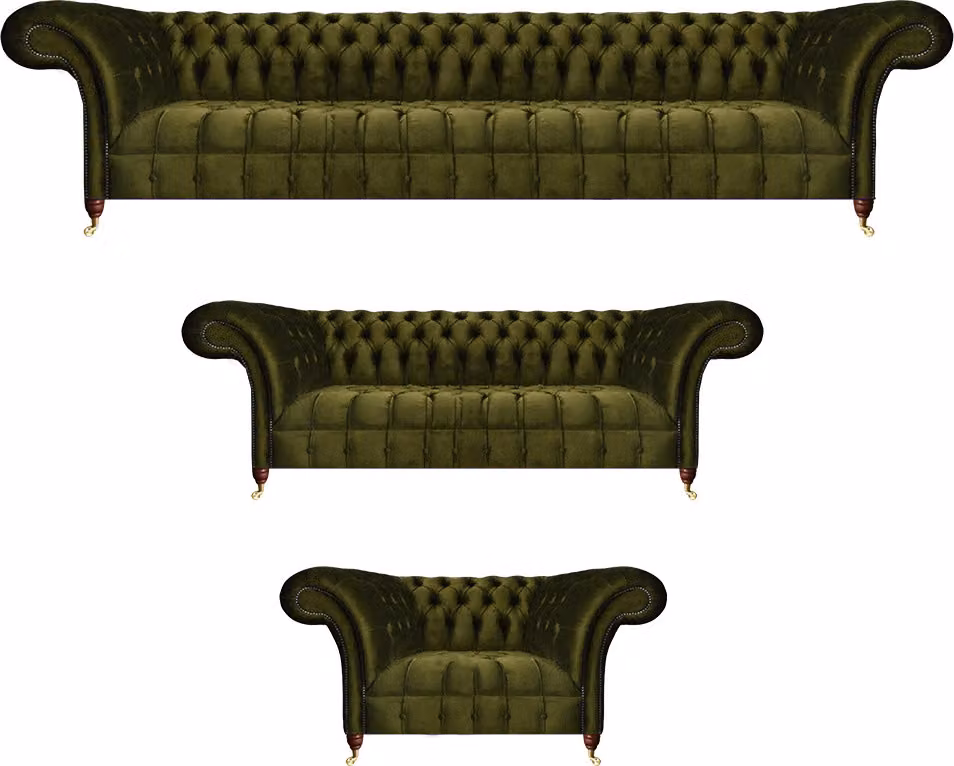 Chesterfield Grün Sofagarnitur Wohnzimmer Luxus Textil Sofas Set