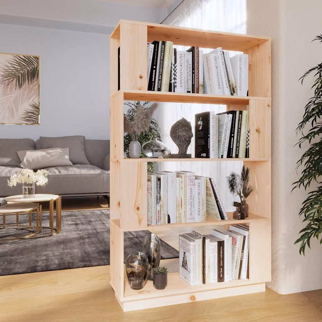 Libreria divisorio vidaXL in legno massello di pino marrone L 80 cm x P 25 cm x H 132 cm