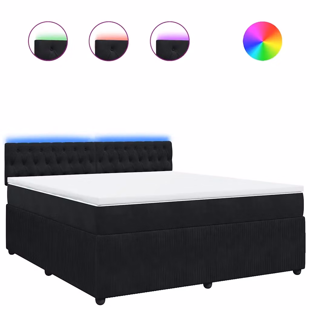 Letto Ibrido vidaXL con Materasso in Velluto Nero e Struttura in Legno di Pino L/P: 180 x 200 cm – 2