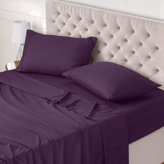 Set di lenzuola Ibenzoa® in microfibra, colore lilla – Completo: lenzuolo piano 266x259 cm, lenzuolo con angoli 150x200 cm (altezza angoli 35 cm) e 2 federe 50x75 cm