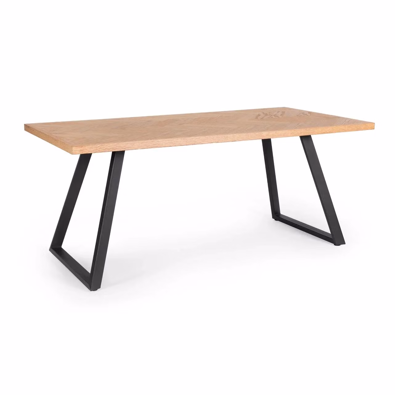 Tavolo DUKAT in legno naturale e gambe in acciaio nero 180 x 90 cm