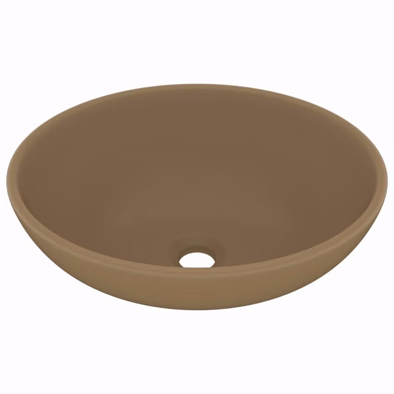 Lavandino Lusso Ovale Crema Opaco 40x33 cm in Vetroceramica